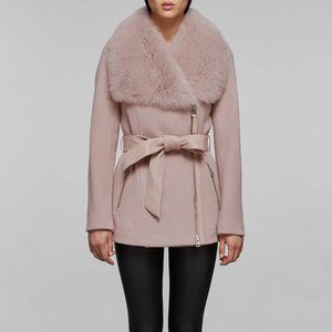 Mackage Lorena wool coat with shearling in Petal - XXS